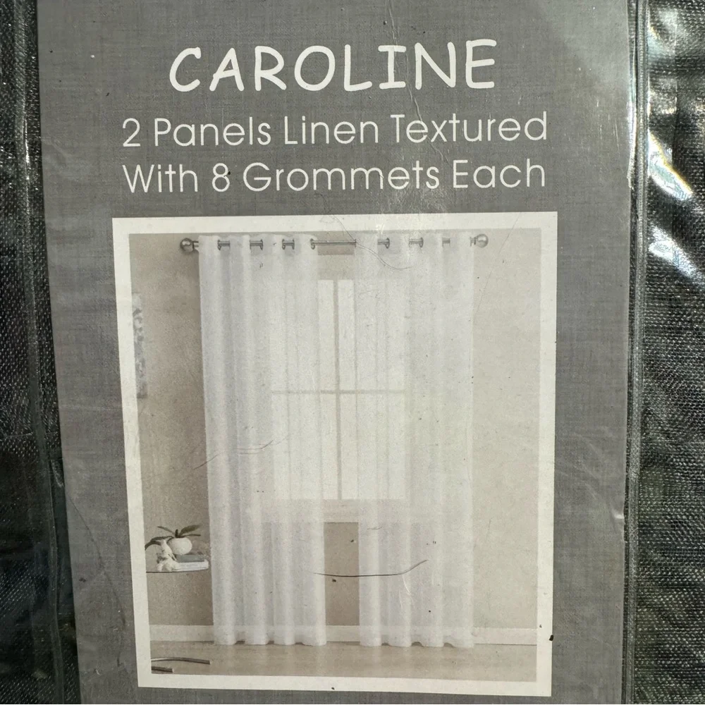 Caroline Charcoal 2 panes linen textures with 8 grommets each